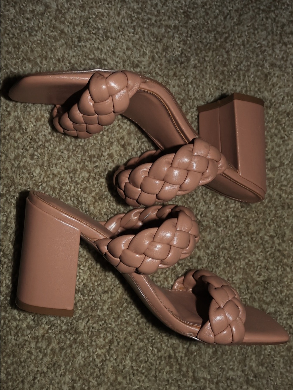 Madden Girl Braided Triple-Strap Block Heel Sandals in Mauve Brown